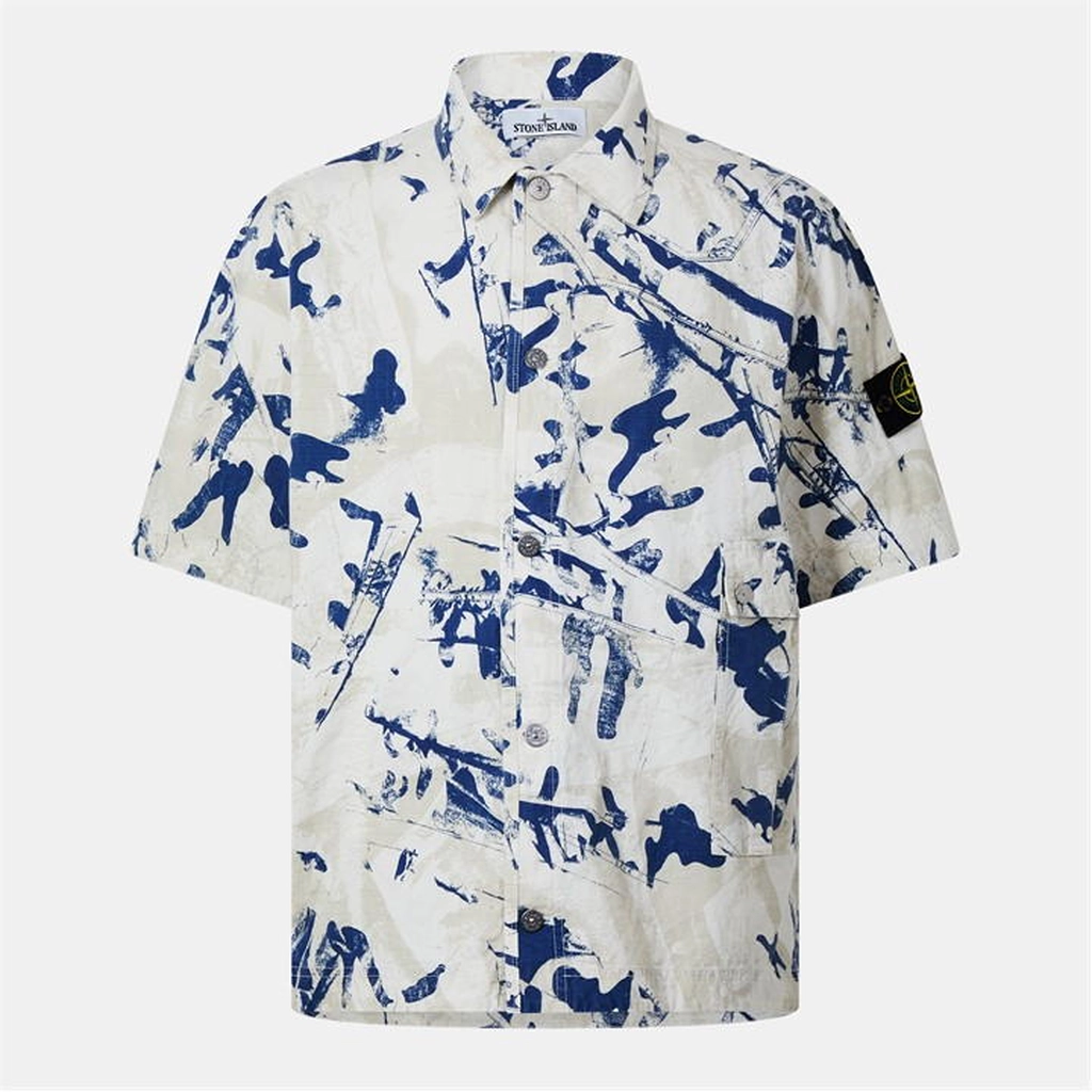 Stone Island Camo Short Sleeve Shirt - Beige